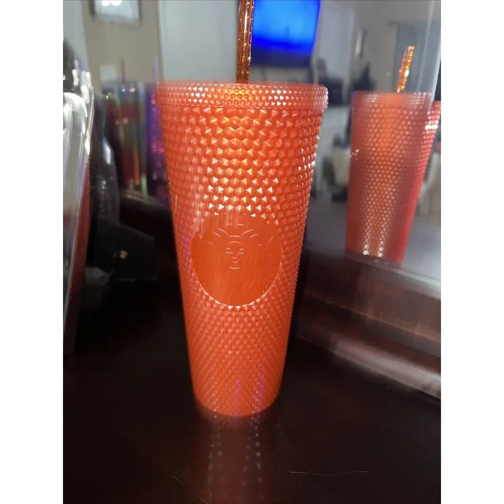 Starbucks Orange Pearlized Studded Tumbler 24oz - New